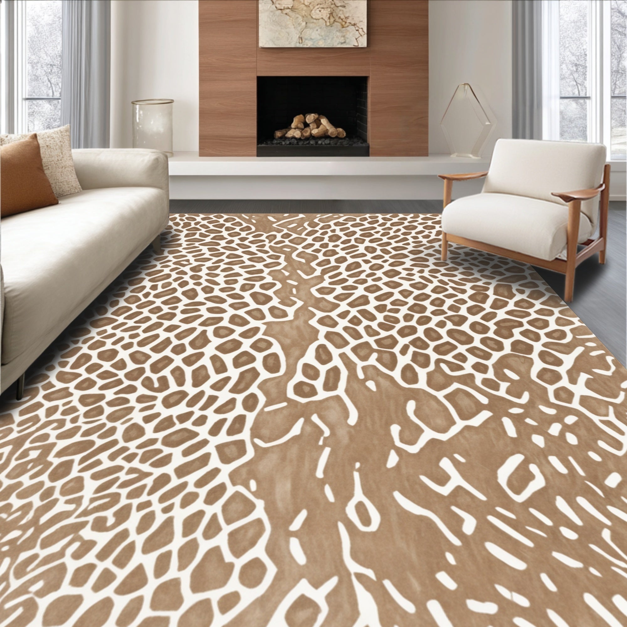 Ultra Soft Area Rug, Non Slip, Stain Resistant, Washable Area Rugs for Living Room, Bedroom, Tufted Wool Entryway Rug for Minimalist Decor(Beige)