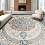 Ultra Soft Area Rug, Non Slip, Stain Resistant, Washable Area Rugs for Living Room, Bedroom, Damask Grey and Teal Office Stain-Resistant Carpet(Beige)