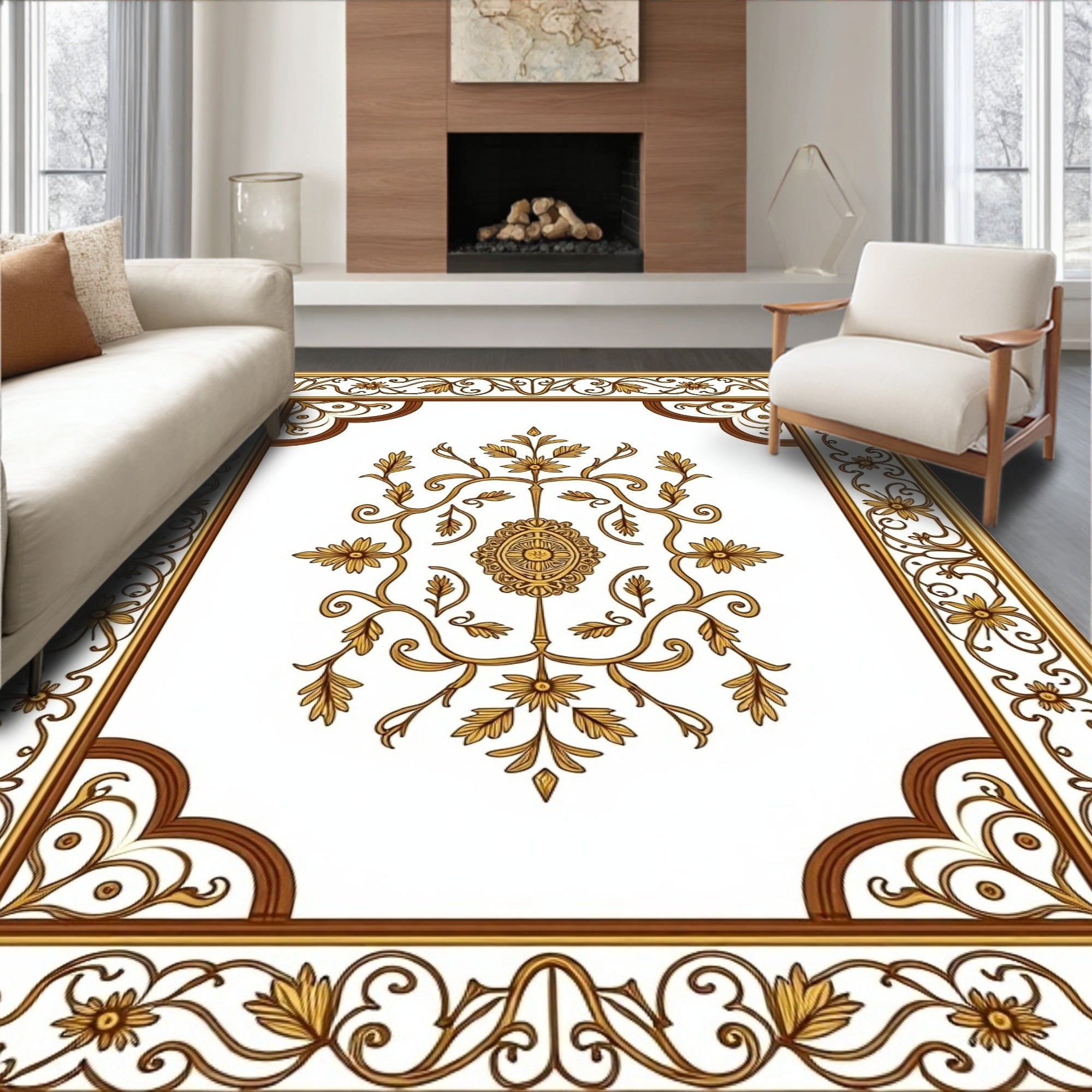 Trellis Tapestry Inspired Floral Ornamentation (Gold) - ODIKA