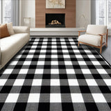 Boho Chic Buffalo Plaid Rug Stylish Area Carpet(Black)