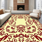 Damask Scroll Work Easy Clean Floor with Elegant Curves(Beige)