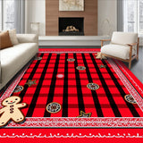 Festive Gingham Check with Gingerbread Inspired Decorative Borders(Red)