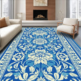 Ultra Soft Area Rug, Non Slip, Stain Resistant, Washable Area Rugs for Living Room, Bedroom, Floral Farmhouse Non-Shedding(Blue)