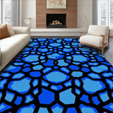 Hexagon Honeycomb Tessellation Modern Floor Accent with Polygon Shapes (Blue) - ODIKA
