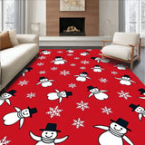 Festive Snowman Holiday with Falling Snowflakes Design(Red)