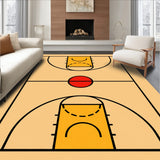 Basketball Court Beige Floor Yellow Key Black Lines Red Circle(Beige)