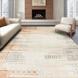 Elegant Distressed with Subtle Tribal Inspired Abstract Motifs(Beige)