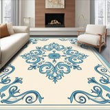 Vintage Distressed Damask with Scrollwork Details (Beige)