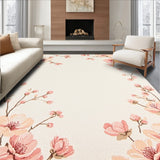 Contemporary Beige Area With Scattered Blush Blossom Print(Ivory)