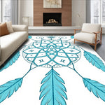 Boho Dreamcatcher Motif Intertwined with Feathered Accents (Blue) - ODIKA