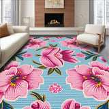 Ultra Soft Area Rug, Non Slip, Stain Resistant, Washable Area Rugs for Living Room, Bedroom, Vintage Honeycomb Faux Wool(Blue)