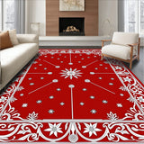 Festive Holiday Medallion Tapestry With Elegant Botanical Motifs(Red)