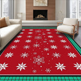 Snowflake Motif Holiday with Festive Checkered Border Design(Red)