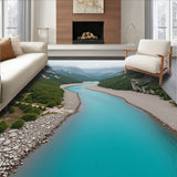 Natural Vista Mountain Stream Panoramic Horizon Perspective Illusion(Blue)