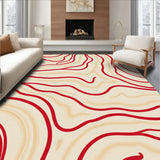 Abstract Wave with Flowing Curves and Earthy Neutral Palette(Red)