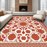 Heritage Damask featuring Symmetrical Rose Clusters (Red) - ODIKA