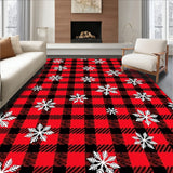 Nordic Snowflake Gingham Featuring Holiday Plaid and Starburst Details(Red)