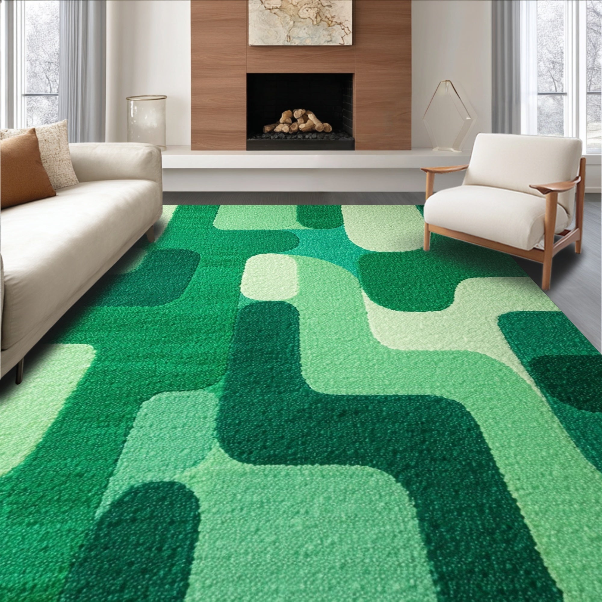 Ultra Soft Area Rug, Non Slip, Stain Resistant, Washable Area Rugs for Living Room, Bedroom, Modern Playful Washable Nursery Accent Rug(Green)