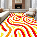 Autumn Harvest Swirl Decorative Shag with Textured Waves(Red)