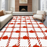 Harvest Pumpkin Welcome Autumnal Plaid Entrance Decoration(Red)