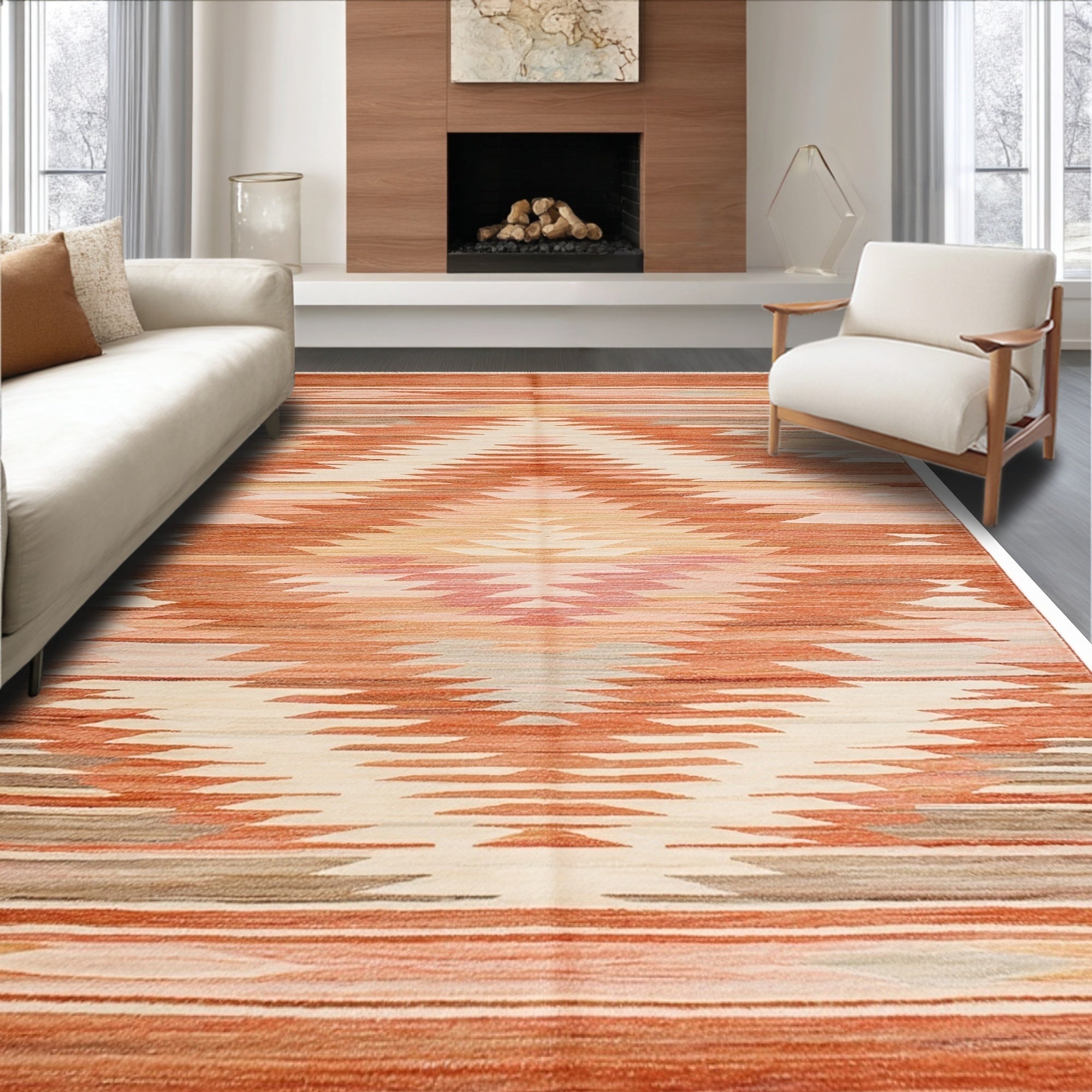 Ultra Soft Area Rug, Non Slip, Stain Resistant, Washable Area Rugs for Living Room, Bedroom, Luxurious Soft Burnt Orange Area Rug Bedroom(Orange)