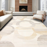 Cream Modern Round Geometric Circle Accent(Beige)