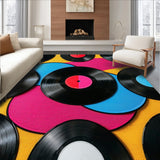 Ultra Soft Area Rug, Non Slip, Stain Resistant, Washable Area Rugs for Living Room, Bedroom, Stylish Semi-Circle Patio Rug for Nostalgic Decor(Black)