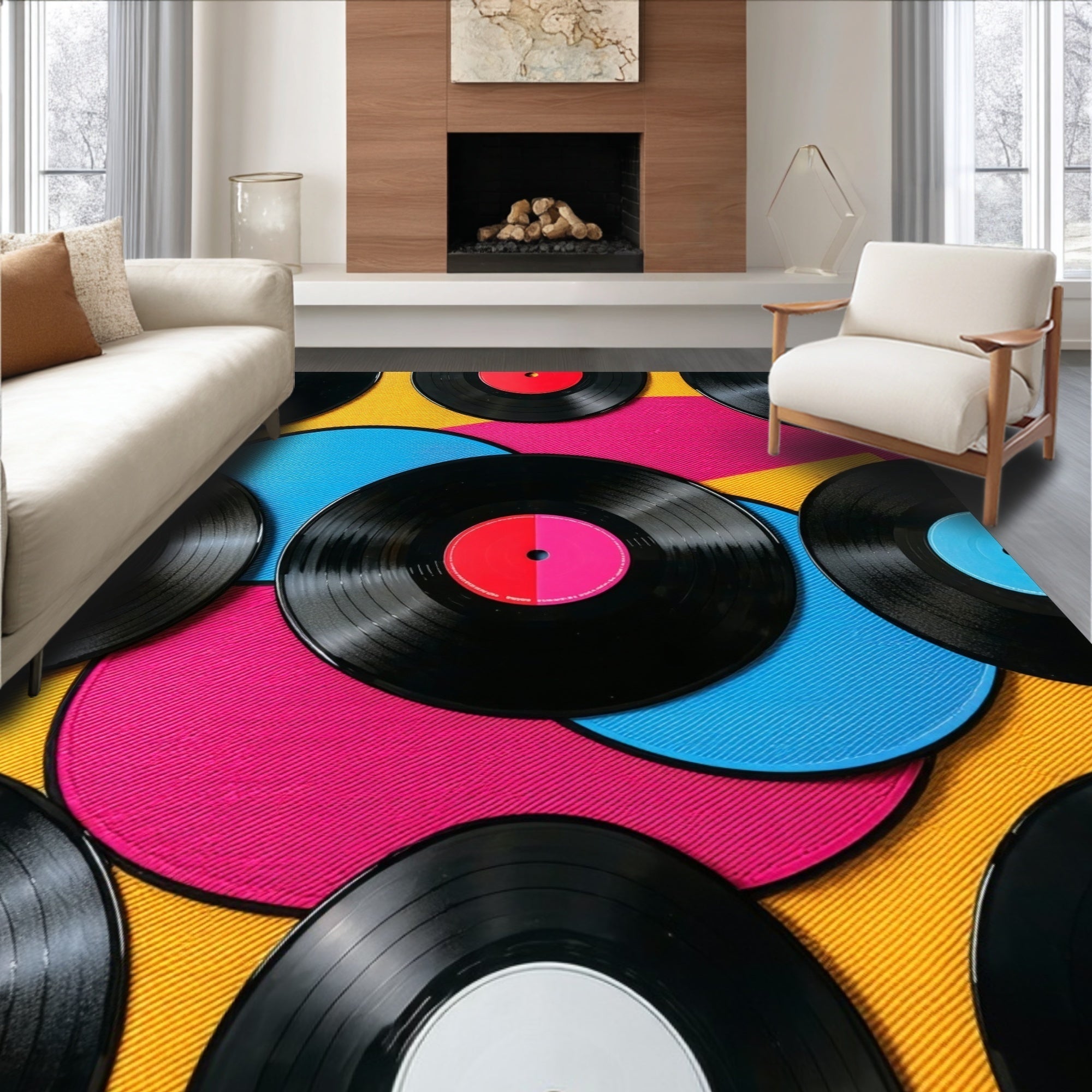 Ultra Soft Area Rug, Non Slip, Stain Resistant, Washable Area Rugs for Living Room, Bedroom, Stylish Semi-Circle Patio Rug for Nostalgic Decor(Black)