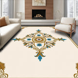 Classic Oriental Chinoiserie Floral Medallion with Intricate Motifs(Gold)