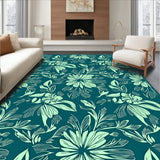 Vintage Hawaiian Floral Patterned Strip with Exotic Leaf Accents(Blue)
