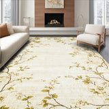 Boho Chic Area Distressed Floral Low Pile(Beige)