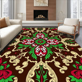 Festive Evergreen Foliage Medallion Scrollwork Patterned Holiday(Brown)