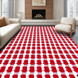 Vintage Gingham Check Welcome with Retro Picnic Table Styling(Red)
