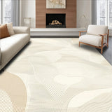Wavy Abstract Area with Creamy Beige Swirl Motif and Modern Flowing Lines(Beige)