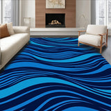 Luxurious Plush Shag Wave Textured Elegant Accent (Blue)