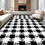 Checkered Gingham Floor with Classic Grid Design(Black)