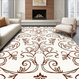 Classic Botanical Scroll Work with Vine Motif Non Skid Foundation (Brown)