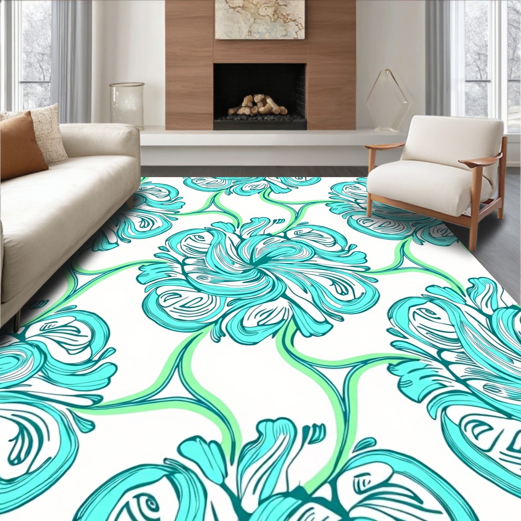 Wave Medallion Positano Mediterranean Elegant Decorative (Turquoise) - ODIKA