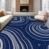 Abstract Wavy Brushstroke Artistic Contemporary Textured (Blue)