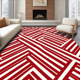 Festive Cane Stripe Geometric Floor Covering(Red)