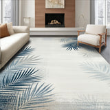 Coastal Palm Leaf Area in Blue Grey and Beige Hues(Gray)