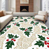 Elegant Holly Leaf with Crimson Berries and Subtle Swirling Lines(Green)