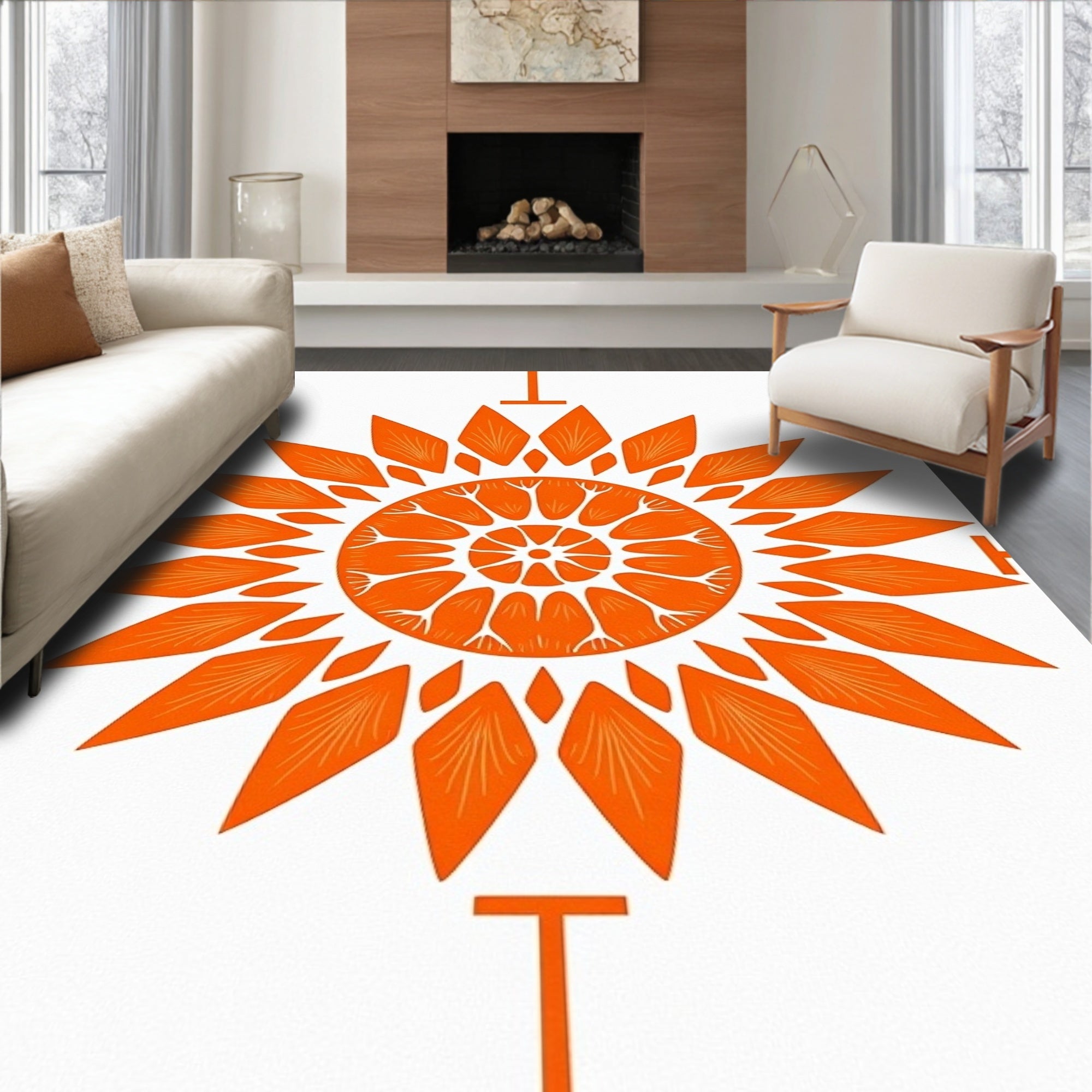 Citrus Bloom Floral Medallion Accent (Orange) - ODIKA