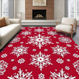 Festive Snowflake Medallion Winter Holiday Decorative Floor Covering(Red)
