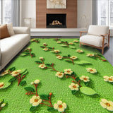 Ultra Soft Area Rug, Non Slip, Stain Resistant, Washable Area Rugs for Living Room, Bedroom, Floral Green Non-Slip Kitchen Decor(Green)