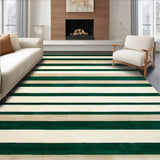 Contemporary Striped Area in Rich Beige and Emerald Green Tones(Green)