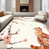 Cherry Blossom Cat Garden with Delicate Flowers and Sweet Feline Outline(Pink)
