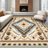 Earth Toned Aztec with Bold Geometric Medallions and Stripes(Beige)