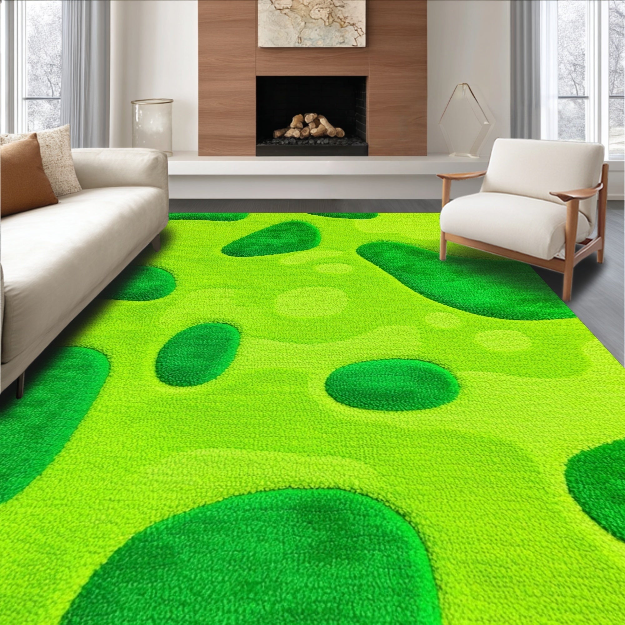 Ultra Soft Area Rug, Non Slip, Stain Resistant, Washable Area Rugs for Living Room, Bedroom, Playful Pet-Friendly Nursery Rug in Warm Colors(Green)