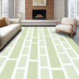 Contemporary Checkered Design with Layered Bands and Muted Hues(Green)